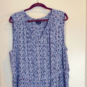 Talbots Summer Dress Navy Pink ,Navy & lTurquoise skirt lined in navy